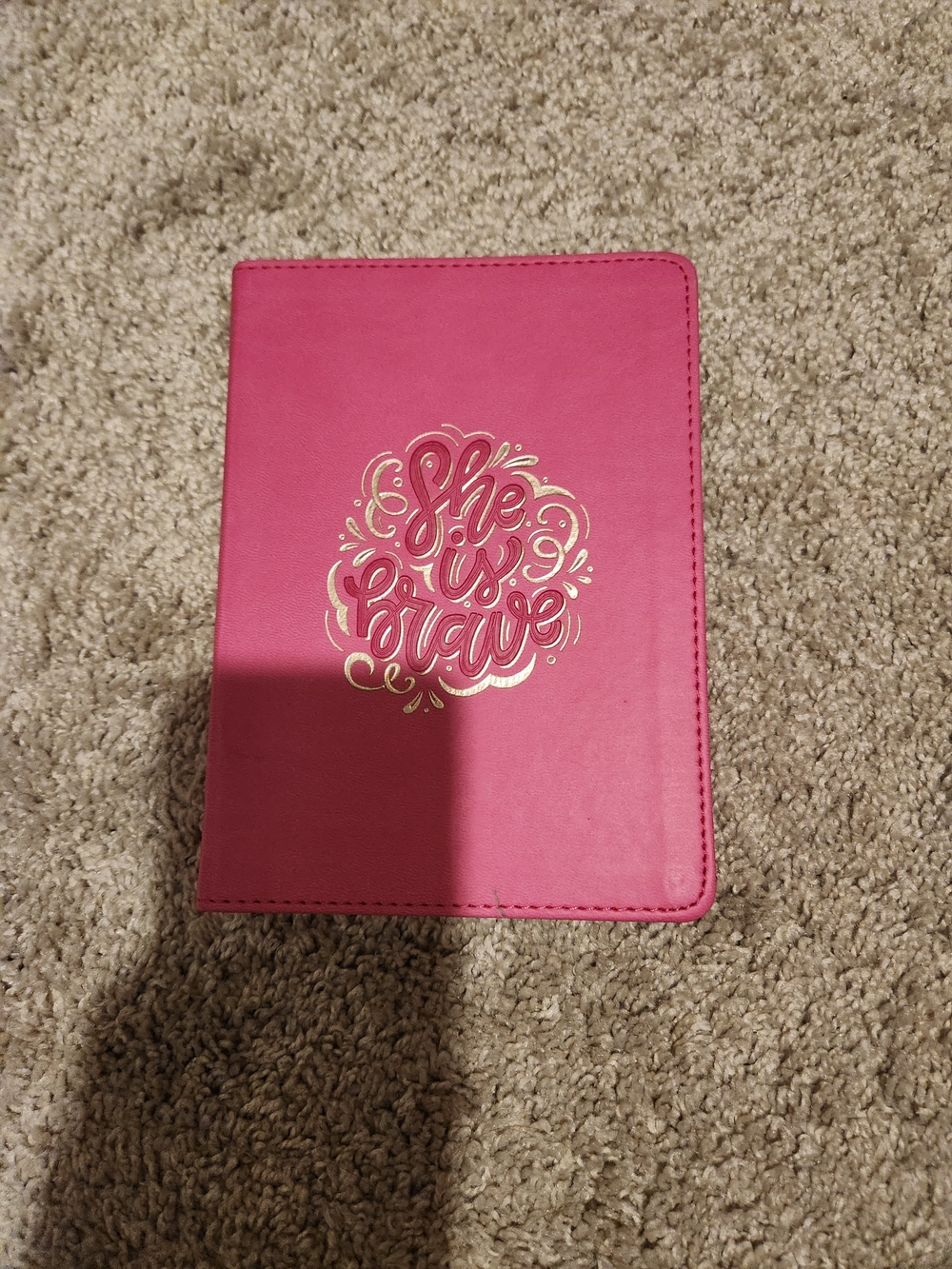 Bright Pink Journal with Gold Foil "She Is Brave"